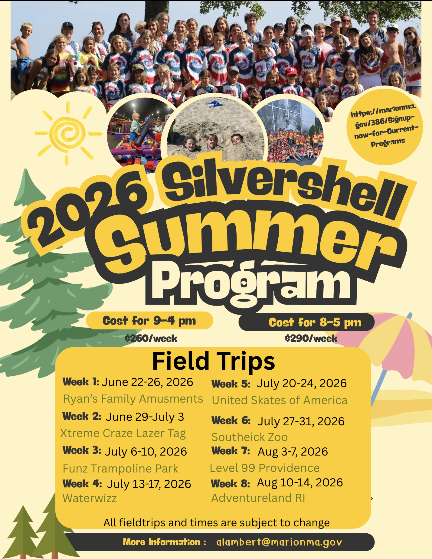 2026 Silvershell Summer Program Calendar